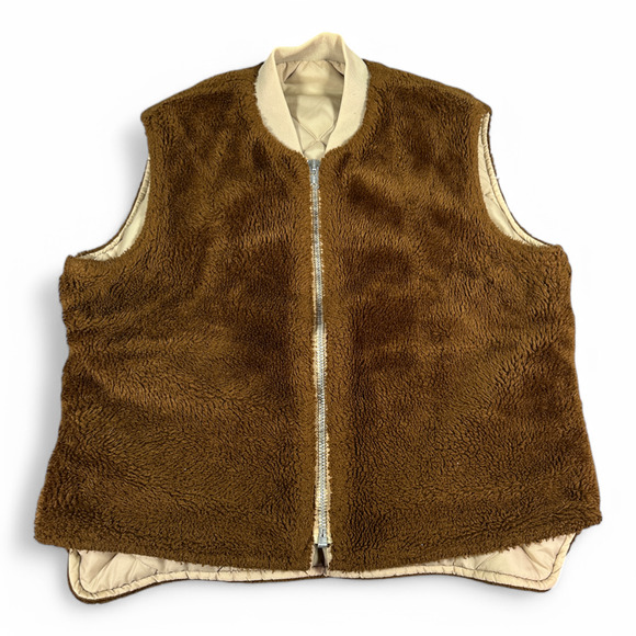 Vintage Hunting Vest Adult LARGE Brown Panhandle Slim Western Sherpa Reversible - Picture 3 of 9